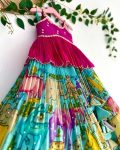 FANCY CHINON SILK PRINTED EMBROIDERY SEQUENCE KID’S LEHENGA CHOLI WITH DUPATTA PARTY WEAR WHOLESALE PRICE ETHNIC GARMENT (3)