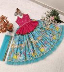 FANCY CHINON SILK PRINTED EMBROIDERY SEQUENCE KID’S LEHENGA CHOLI WITH DUPATTA PARTY WEAR WHOLESALE PRICE ETHNIC GARMENT (3)