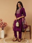 FANCY COTTON EMBROIDERY SEQUENCE WORK TOP BOTTOM DUPATTA CASUAL WEAR WHOLESALE PRICE ETHNIC GRAMENT (17)