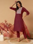 FANCY COTTON EMBROIDERY SEQUENCE WORK TOP BOTTOM DUPATTA CASUAL WEAR WHOLESALE PRICE ETHNIC GRAMENT (23)