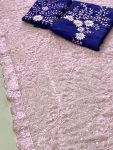 FANCY GEORGETTE EMBRIDERY SEQUENCE LACE WORK SAREE WITH UNSTITCHED BLOUSE PARTY WEAR WHOLESALE PRICE ETHNIC GARMENT (4)
