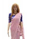FANCY GEORGETTE EMBRIDERY SEQUENCE LACE WORK SAREE WITH UNSTITCHED BLOUSE PARTY WEAR WHOLESALE PRICE ETHNIC GARMENT (4)