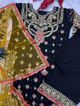 FANCY GEORGETTE EMBROIDERY SQUENCE WORK TOP PLAZZO WITH DUPATTA PARTY WEAR WHOLESALE PRICE ETHNIC GARMENT (4)