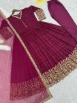 FANCY GEORGETTE EMBROIDERY THREAD SEQUENCE WORK GOWN BOTTOM WITH DUPATTA FESTIVAL WEAR WHOLESALE PRICE ETHNIC GARMENT (3)