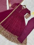 FANCY GEORGETTE EMBROIDERY THREAD SEQUENCE WORK GOWN BOTTOM WITH DUPATTA FESTIVAL WEAR WHOLESALE PRICE ETHNIC GARMENT (3)