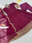 FANCY GEORGETTE EMBROIDERY THREAD SEQUENCE WORK GOWN BOTTOM WITH DUPATTA FESTIVAL WEAR WHOLESALE PRICE ETHNIC GARMENT (3)