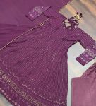 FANCY GEORGETTE EMBROIDERY ZARI WORK GOWN BOTTOM WITH DUPATTA FESTIVAL WEAR WHOLESALE PRICE ETHNIC GARMENT (3)