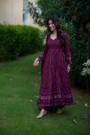 FANCY GEORGETTE EMBROIDERY ZARI WORK GOWN BOTTOM WITH DUPATTA FESTIVAL WEAR WHOLESALE PRICE ETHNIC GARMENT (3)
