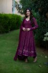 FANCY GEORGETTE EMBROIDERY ZARI WORK GOWN BOTTOM WITH DUPATTA FESTIVAL WEAR WHOLESALE PRICE ETHNIC GARMENT (3)