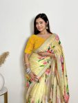 FANCY GEORGETTE FLOWER PRINT EMBROIDERY ZARI SEQUENCE WORK SAREE WITH STITCHED BLOUSE PARTY WEAR WHOLESALE PRICE ETHNIC GRAMENT 1 (3)