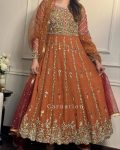 FANCY GEORGETTE SEQUENCE EMBROIDERY WORK GOWN WITH DUPATTA PARTY WEAR WHOLESALE PIRCE ETHNIC GARMENT (4)