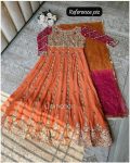 FANCY GEORGETTE SEQUENCE EMBROIDERY WORK GOWN WITH DUPATTA PARTY WEAR WHOLESALE PIRCE ETHNIC GARMENT (4)