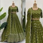 FANCY GEORGETTE THREAD SEQUENCE WORK LEHENGA CHOLI WITH DUPATTA PARTY WEAR WHOLESALE PRICE ETHNIC GARMENT (12)