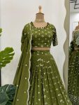 FANCY GEORGETTE THREAD SEQUENCE WORK LEHENGA CHOLI WITH DUPATTA PARTY WEAR WHOLESALE PRICE ETHNIC GARMENT (12)