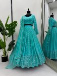 FANCY GEORGETTE THREAD SEQUENCE WORK LEHENGA CHOLI WITH DUPATTA PARTY WEAR WHOLESALE PRICE ETHNIC GARMENT (5)