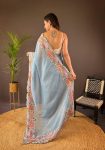 FANCY GLOSSY SILK EMBROIDERY FLORAL CUT WORK SAREE WITH UNSTITCHED BLOUSE PARTY WEAR WHOLESALE PRICE ETHNIC GARMENT (3)