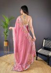 FANCY GLOSSY SILK EMBROIDERY FLORAL CUT WORK SAREE WITH UNSTITCHED BLOUSE PARTY WEAR WHOLESALE PRICE ETHNIC GARMENT (8)