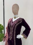 FANCY VELVET THREAD SEQUENCE WORK TOP BOTTOM WITH DUPATTA PARTY WEAR WHOLESALE PRICE ETHNIC GARMENT (3)