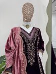 FANCY VELVET THREAD SEQUENCE WORK TOP BOTTOM WITH DUPATTA PARTY WEAR WHOLESALE PRICE ETHNIC GARMENT (3)