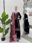 FANCY VELVET THREAD SEQUENCE WORK TOP BOTTOM WITH DUPATTA PARTY WEAR WHOLESALE PRICE ETHNIC GARMENT (3)