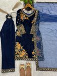 FANCY VISCOSE VELVET EMBOIDERY SEQUENCE WORK TOP BOTTOM WITH DUPATTA PARTY WEAR WHOLESALE PRICE ETHNIC GARMENT (5)