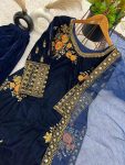 FANCY VISCOSE VELVET EMBOIDERY SEQUENCE WORK TOP BOTTOM WITH DUPATTA PARTY WEAR WHOLESALE PRICE ETHNIC GARMENT (5)