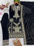 FANCY VISCOSE VELVET EMBROIDERY SEQUENCE CODING WORK TOP BOTTOM WITH DUPATTA FESTIVAL WEAR WHOLESALE PRICE ETHNIC GARMENT (3)