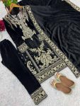 FANCY VISCOSE VELVET EMBROIDERY SEQUENCE CODING WORK TOP BOTTOM WITH DUPATTA FESTIVAL WEAR WHOLESALE PRICE ETHNIC GARMENT (3)