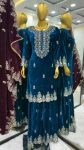 FANCY VISCOSE VELVET EMBROIDERY SEQUENCE WORK TOP BOTTOM WITH DUPATTA FESTIVAL WEAR WHOLESALE PRICE ETHNIC GARMENT (9)