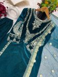 FANCY VISCOSE VELVET EMBROIDERY SEQUENCE WORK TOP BOTTOM WITH DUPATTA FESTIVAL WEAR WHOLESALE PRICE ETHNIC GARMENT (22)