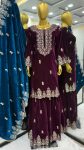 FANCY VISCOSE VELVET EMBROIDERY SEQUENCE WORK TOP BOTTOM WITH DUPATTA FESTIVAL WEAR WHOLESALE PRICE ETHNIC GARMENT (2)