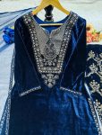 FANCY VISCOSE VELVET EMBROIDERY WORK TOP BOTTOM WITH DUPATTA PART WEAR WHOLESALE PRICE ETHNIC GARMENT (5)