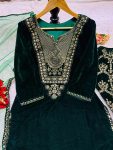 FANCY VISCOSE VELVET EMBROIDERY WORK TOP BOTTOM WITH DUPATTA PART WEAR WHOLESALE PRICE ETHNIC GARMENT (4)