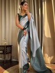 FASHIONABLE BANARASI SILK GOLD ZARI WEAVING WORK SAREE WITH UNSTITCHED BLOUSE FESTIVAL WEAR WHOLESALE PRICE ETHNIC GARMENT (9)