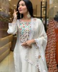FASHIONABLE CHANDERI SILK EMBROIDERY WORK TOP BOTTOM WITH DUPATTA PARTY WEAR WHOLESALE PRICE ETHNIC GARMENT (6)