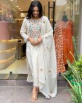 FASHIONABLE CHANDERI SILK EMBROIDERY WORK TOP BOTTOM WITH DUPATTA PARTY WEAR WHOLESALE PRICE ETHNIC GARMENT (6)
