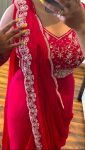 FASHIONABLE CHINON EMBROIDERY CODING WORK READY TO WEAR SAREE WITH UNSTITCHED BLOUSE PARTY WEAR WHOLESALE PRICE ETHNIC GARMENT (12)