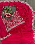 FASHIONABLE CHINON EMBROIDERY CODING WORK READY TO WEAR SAREE WITH UNSTITCHED BLOUSE PARTY WEAR WHOLESALE PRICE ETHNIC GARMENT (12)