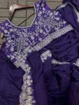 FASHIONABLE CHINON EMBROIDERY CODING WORK READY TO WEAR SAREE WITH UNSTITCHED BLOUSE PARTY WEAR WHOLESALE PRICE ETHNIC GARMENT (4)