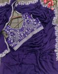 FASHIONABLE CHINON EMBROIDERY CODING WORK READY TO WEAR SAREE WITH UNSTITCHED BLOUSE PARTY WEAR WHOLESALE PRICE ETHNIC GARMENT (4)