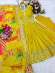 FASHIONABLE CHINON SILK EMBROIDERY SEQUENCE WORK GOWN BOTTOM WITH DUPATTA FESTIVAL WEAR WHOLESALE PRICE ETHNIC GARMENT (6)