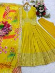 FASHIONABLE CHINON SILK EMBROIDERY SEQUENCE WORK GOWN BOTTOM WITH DUPATTA FESTIVAL WEAR WHOLESALE PRICE ETHNIC GARMENT (6)