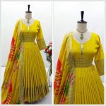 FASHIONABLE CHINON SILK EMBROIDERY SEQUENCE WORK GOWN BOTTOM WITH DUPATTA FESTIVAL WEAR WHOLESALE PRICE ETHNIC GARMENT (6)