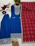 FASHIONABLE CHINON SILK EMBROIDERY SEQUENCE WORK TOP PALAZZO WITH DUPATTA FESTIVAL WEAR WHOLESALE PRICE ETHNIC GARMENT (3)