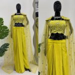 FASHIONABLE CHINON SILK THREAD SEQUENCE WORK LEHNGA CHOLI WITH SHRUG PARTY WEAR WHOLESALE PRICE ETHNIC GARMENT (14)