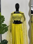 FASHIONABLE CHINON SILK THREAD SEQUENCE WORK LEHNGA CHOLI WITH SHRUG PARTY WEAR WHOLESALE PRICE ETHNIC GARMENT (14)