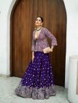 FASHIONABLE CHINON SILK THREAD ZARI EMBROIDREY WORK GOWN WITH KOTI PARTY WEAR WHOLESALE PRICE ETHNIC GARMENT (7)
