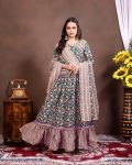 FASHIONABLE COTTON BLEND PRINTED WORK GOWN WITH DUPATTA FESTIVAL WEAR WHOLESALE PRICE ETHNIC GARMENT (13)