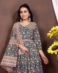 FASHIONABLE COTTON BLEND PRINTED WORK GOWN WITH DUPATTA FESTIVAL WEAR WHOLESALE PRICE ETHNIC GARMENT (13)