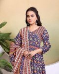 FASHIONABLE COTTON BLEND PRINTED WORK GOWN WITH DUPATTA FESTIVAL WEAR WHOLESALE PRICE ETHNIC GARMENT (8)